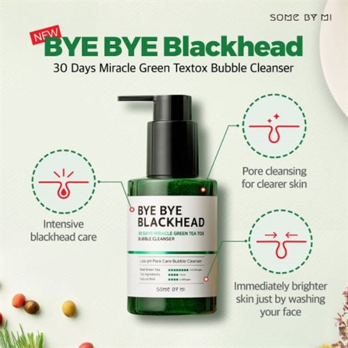 Маска-пенка от чёрных точек SOME BY MI Bye Bye Blackhead 30 Days Miracle Green Tea Tox Bubble Cleanser - фото 10637