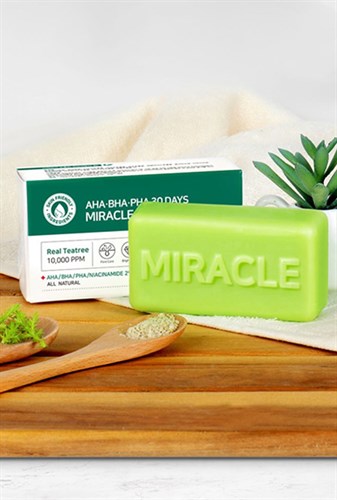 Очищающее мыло для проблемной кожи с кислотами Some By Mi AHA BHA PHA Tea tree 30 Days Miracle Cleansing Bar 106g - фото 10723