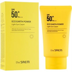 Крем легкий солнцезащитный The Saem SPF50 Eco Earth Power Light Sun Cream 50гр - фото 5789