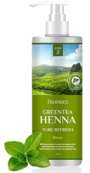 Бальзам для волос с Зеленым чаем и Хной Deoproce Greentea henna pure refresh rinse 1000мл - фото 6503