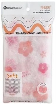 Мочалка для душа Clean&Beauty White Pattern Shower Towel 28х95 - фото 7155