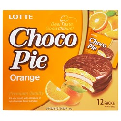 Пирожные в шоколадной глазури Lotte "Choco Pie" Апельсин, 12шт. - фото 7754